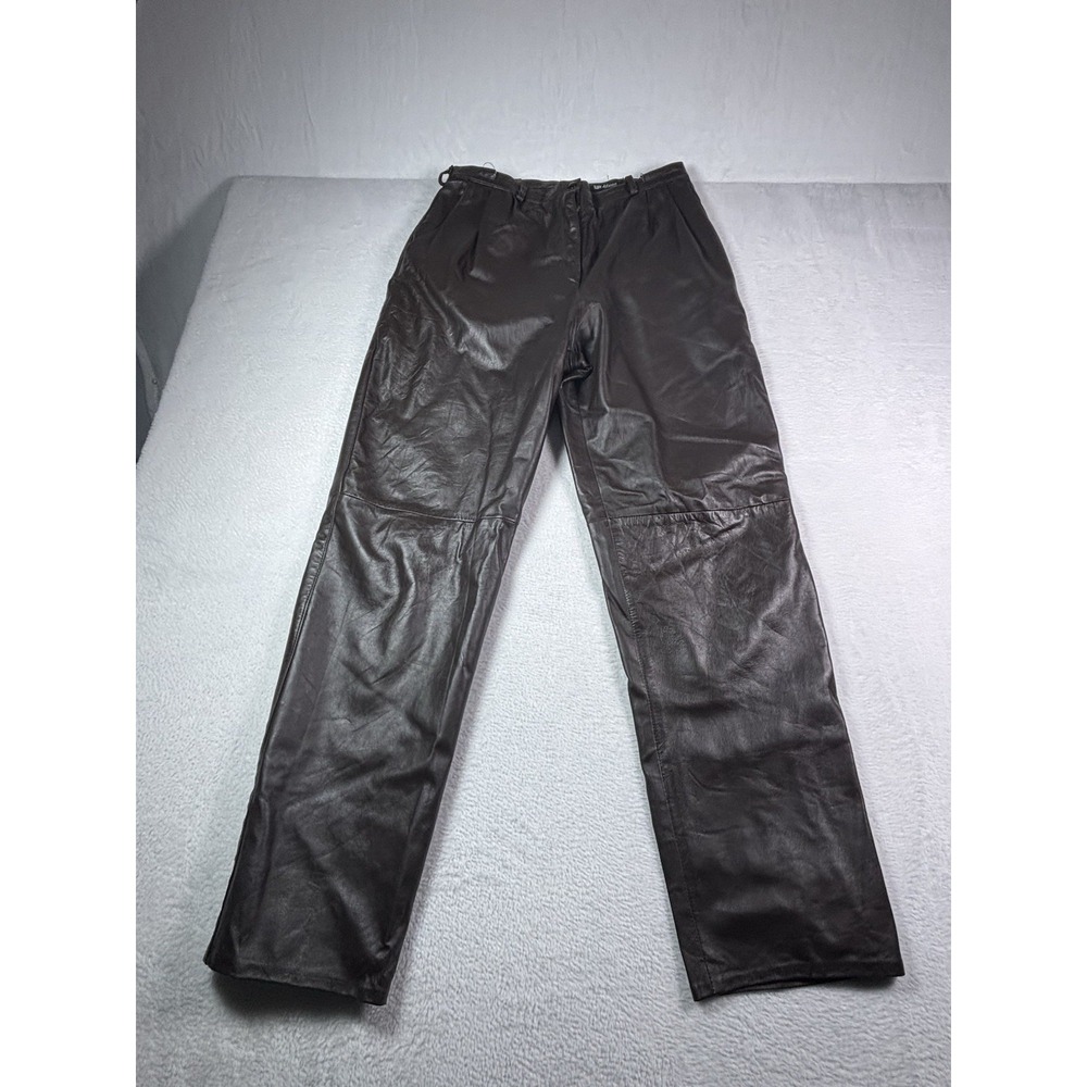 Vintage Reed Sportswear Brown Leather Pants Straight Leg Made in USA Womens